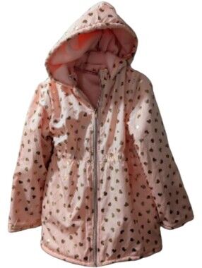 Penelope Mack Girls Pink Hooded Heart Jacket Size 5t